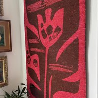 Vintage wall hanging | Large wall hanging | Scandinavian wall tapestry | 1970s wall tapestry | Retro wall hanging | Red and brown tapestry
