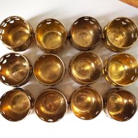 Set of twelve vintage tealight candle holders | Heart tealight candleholders | Vintage brass votive candleholders | Brass tealight holders
