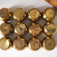 Set of twelve vintage tealight candle holders | Heart tealight candleholders | Vintage brass votive candleholders | Brass tealight holders
