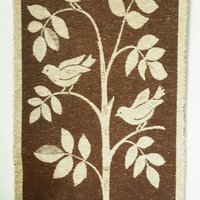Vintage wall hanging | Large wall hanging | Scandinavian woven textile | Bird wall hanging | Brown and white wall hanging