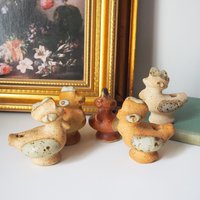 Vintage bird whistle set | Ceramic bird whistles | Set of five vintage bird whistles | Made in Finland | Finnish bird whistles