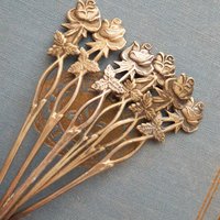 Set of six vintage teaspoons | Vintage alpacca silver teaspoons | Vintage teaspoons | Rose teaspoon set | Vintage alpacca teaspoons