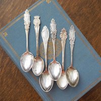 Set of six vintage coffee spoons | Small silver plated coffee spoons | Mismatched spoon set | Vintage alpacca coffee spoons