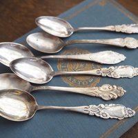 Set of six vintage coffee spoons | Small silver plated coffee spoons | Mismatched spoon set | Vintage alpacca coffee spoons