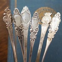 Set of six vintage coffee spoons | Small silver plated coffee spoons | Mismatched spoon set | Vintage alpacca coffee spoons