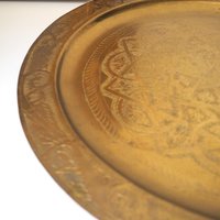 Vintage brass tray | Large brass wall plate | Vintage brass wall plate | Etched brass tray | Large etched brass wall plate