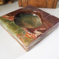 Vintage onyx marble ashtray | Large onyx ashtray | Large marble ashtray | Red and green onyx ashtray | Vintage ashtray