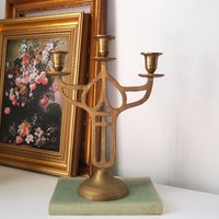 Vintage three arm candelabra | Vintage candelabrum | Three arm candlestick holder | Vintage candelabra | Art nouveau candelabrum