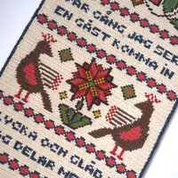 Vintage wall hanging | Scandinavian wall hanging | Swedish wall tapestry | Tvistsöm wall hanging | Wool embroidery | Welcome wall tapestry