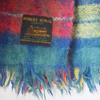 Vintage Robert Burns mohair and wool throw | Mohair plaid blanket | Made in Scotland | Small vintage mohair blanket | Vintage wool shawl