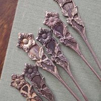 Vintage spoon set | Small alpacca silver spoons | Mismatched spoons | Vintage alpacca silver spoons | Small teaspoons | Floral teaspoon set
