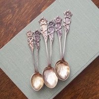 Vintage spoon set | Small alpacca silver spoons | Mismatched spoons | Vintage alpacca silver spoons | Small teaspoons | Floral teaspoon set