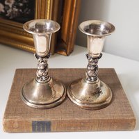 Set of two vintage candlesticks | Silver plated candle holders | Bulldog candlesticks | Vintage candle holders | Dog home decor
