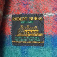 Vintage Robert Burns mohair and wool throw | Mohair plaid blanket | Made in Scotland | Small vintage mohair blanket | Vintage wool shawl