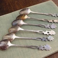 Set of six vintage teaspoons | Vintage alpacca silver teaspoons | Vintage teaspoons | Rose teaspoon set | Vintage alpacca teaspoons