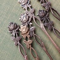 Set of six vintage teaspoons | Vintage alpacca silver teaspoons | Vintage teaspoons | Rose teaspoon set | Vintage alpacca teaspoons