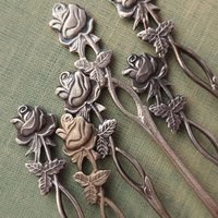 Set of six vintage teaspoons | Vintage alpacca silver teaspoons | Vintage teaspoons | Rose teaspoon set | Vintage alpacca teaspoons