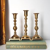 Set of three mismatched vintage candlesticks | Candle holders | Vintage brass candle holders | Mismatched brass candle holders