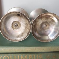 Set of two vintage candle holders | Silver tone candle holders | Matching candle holders | Vintage candle holders | Pillar candle holders