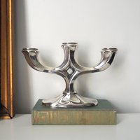 Vintage alpacca candelabra | Alpacca silver candelabra | Three arm candlestick holder | Vintage candelabrum