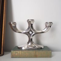 Vintage alpacca candelabra | Alpacca silver candelabra | Three arm candlestick holder | Vintage candelabrum