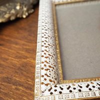 Vintage photo frame | Vintage brass and white photo frame | Brass picture frame | Vintage Jyden picture frame | Danish photo frame