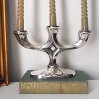 Vintage alpacca candelabra | Alpacca silver candelabra | Three arm candlestick holder | Vintage candelabrum