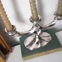 Vintage alpacca candelabra | Alpacca silver candelabra | Three arm candlestick holder | Vintage candelabrum