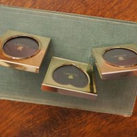 Set of three vintage picture frames | Tiny photo frames | Danish picture frames | Vintage brass picture frames | Small Jyden photo frames