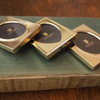 Set of three vintage picture frames | Tiny photo frames | Danish picture frames | Vintage brass picture frames | Small Jyden photo frames