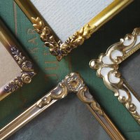 Set of four vintage photo frames | Vintage square picture frames | Set of four floral vintage frames | Mismatched vintage frames