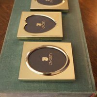 Set of three vintage picture frames | Tiny photo frames | Danish picture frames | Vintage brass picture frames | Small Jyden photo frames