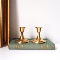 Pair of vintage candlestick holders | Brass candlestick holders | Simple brass candlestick holders | Brass candle holders