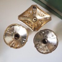 Set of three vintage candlestick holders | Silver tone candlestick holders | Mismatched candlestick holders