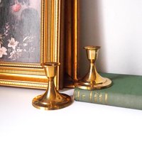 Pair of vintage candlestick holders | Brass candlestick holders | Simple brass candlestick holders | Brass candle holders