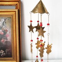 Vintage wind chime | Vintage brass wind chime | Brass wind chime | Angel wind chime with bells | Vintage Christmas decor