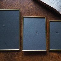 Set of three vintage brass photo frames | Brass photo frames | Vintage brass picture frames | Matching vintage frames | Simple brass frames