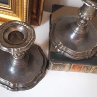 Set of two vintage candlestick holders | Silver plated candlestick holders | Large silver candlestick holders | Vintage candle holders