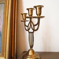 Vintage three arm candelabrum | Vintage brass candelabrum | Three arm candlestick holder | Vintage candelabra | Art nouveau candelabrum