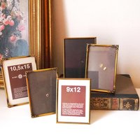 Set of five vintage photo frames | Mismatched photo frames | Set of five brass vintage frames | Vintage brass picture frames
