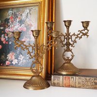 Vintage three arm candelabrums | Set of two matching candelabrums | Three arm candlestick holders | Vintage candelabra | Matching candelabra