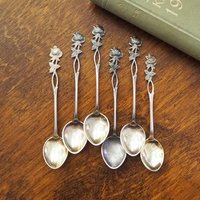 Set of six vintage teaspoons | Vintage alpacca silver teaspoons | Vintage teaspoons | Rose teaspoon set | Vintage alpacca teaspoons