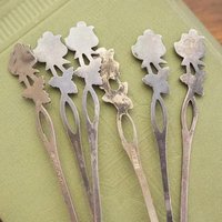 Set of six vintage teaspoons | Vintage alpacca silver teaspoons | Vintage teaspoons | Rose teaspoon set | Vintage alpacca teaspoons