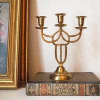 Vintage three arm candelabrum | Vintage brass candelabrum | Three arm candlestick holder | Vintage candelabra | Art nouveau candelabrum