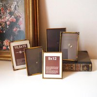 Set of five vintage photo frames | Mismatched photo frames | Set of five brass vintage frames | Vintage brass picture frames
