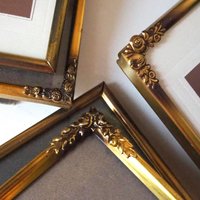 Set of five vintage photo frames | Mismatched photo frames | Set of five brass vintage frames | Vintage brass picture frames