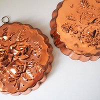 Set of two vintage copper baking molds | Vintage copper molds | Mismatched copper molds | Vintage baking molds | Vintage kitchen decor