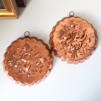 Set of two vintage copper baking molds | Vintage copper molds | Mismatched copper molds | Vintage baking molds | Vintage kitchen decor