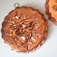 Set of two vintage copper baking molds | Vintage copper molds | Mismatched copper molds | Vintage baking molds | Vintage kitchen decor