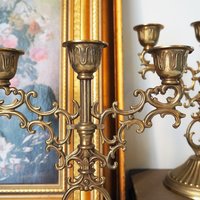Vintage three arm candelabrums | Set of two matching candelabrums | Three arm candlestick holders | Vintage candelabra | Matching candelabra